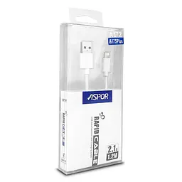 Кабель Aspor A172 USB – Lightning (2.1A/1.2м)- білий - мініатюра 2