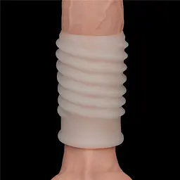 Насадка на пеніс Lovetoy Knights Ring Vibrating Spiral 10 см білий - мініатюра 3