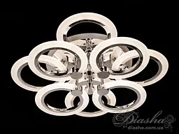 Люстра стельова LED Diasha A8022/4+4HR, 110W, 3200K-6000K, хром, сучасний стиль для дому - мініатюра 2