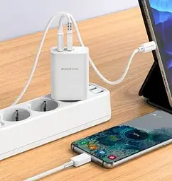 Зарядний пристрій Borofone BN10 PD 65W + QC3.0 (1Type-C/1USB) Білий - мініатюра 4