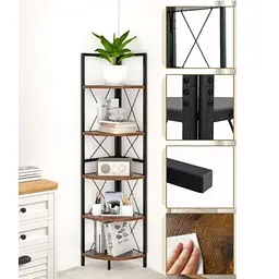 Етажерка Costway Signal кутова із металевим каркасом в стилі Loft - мініатюра 4