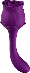 Подвійний вібратор з вакуумною стимуляцією Stymulator Rose S-E05 purple