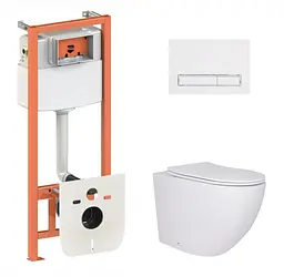 Набір Qtap Nest 4 в 1 підвісний унітаз Robin Ultra Quiet 520x365x365 + комплект інсталяції QT13332381AW47505 - мініатюра 1