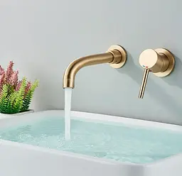 Змішувач для умивальника Rea Lungo Long brushed gold + BOX прихованого монтажу REA-B4109, Золотий - мініатюра 4