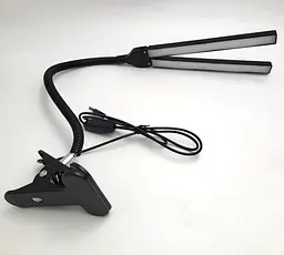Світлодіодна LED настільна USB-лампа гнучка на прищіпці 2 плафони UKC XSD 919 чорна - мініатюра 3