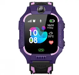 Дитячий розумний смарт-годинник з GPS і камерою Brave Q19 захист від води, батьківський контроль розташування, прослуховування оточення Violet - мініатюра 3