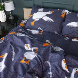 Простирадло MirSon Бязь 17-0662 Гусь Обнімусь 150х220 см сіре (2200009984808) - мініатюра 5
