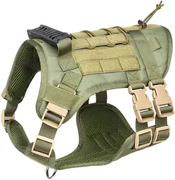 Шлейка для собак Vest, тактичний жилет з ручкою і системою MOLLE, регульований, Зелений М