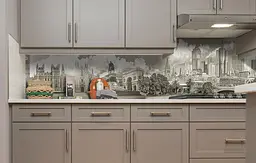 Вініловий кухонний фартух Лондон в хмарах наклейка для кухні ПВХ місто Бежевий 60х200 см Happy Pocket Z181665 - мініатюра 5