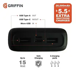 Портативна акустика JBL Charge 5 Black + PB Griffin бездротова (JBLCHARGE5BLKPB) - мініатюра 8