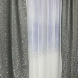 Льняні мармурові блекаут штори темно-сірого кольору 2шт. 150х270 з білим шифоновим тюлем 400х270, на ALBO pbe0052663 - мініатюра 7
