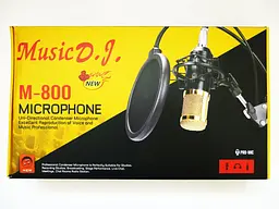 Конденсаторний студійний мікрофон RIAS M-800 Pro-MIC зі стійкою і вітрозахистом Black-Gold (4_00352) - мініатюра 7