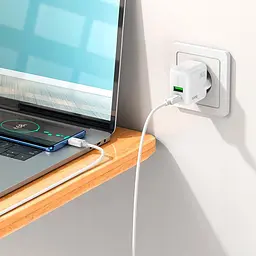 Адаптер сетевой HOCO Type-C to Type-C Cable Lucky dual-port charger set C111A 1USB/1Type-C, 30W/3A, PD/QC - миниатюра 3