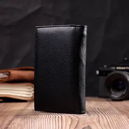 Зручний жіночий гаманець у три складання з натуральної шкіри ST Leather 19468 чорний - мініатюра 9