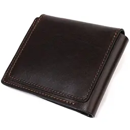 Чоловічий шкіряний портмоне коричневий GRANDE PELLE 11.5х9х1.5 см acs0032100 - мініатюра 3