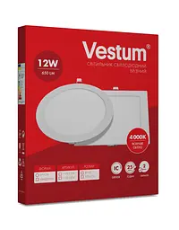 Круглий світлодіодний врізний світильник Vestum 12W 4000K 220V 1-VS-5104 - мініатюра 3