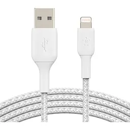 Кабель Belkin Boost Up Charge Braided USB-A to Lightning 1m White (CAA002BT1MWH) [158795]