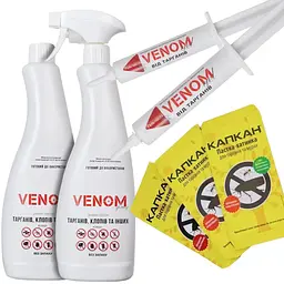 Venom Комплект від тарганів: Spray (750 мл) + Gel (25 мл) + Клейові пастки (5 шт.)
