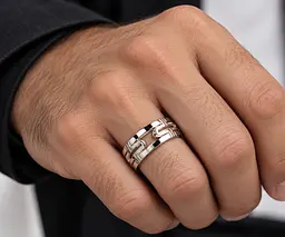 Чоловіча обручка Jewellery Continent з білого золота з геометричним орнаментом 14.5 (К-0912) - мініатюра 5
