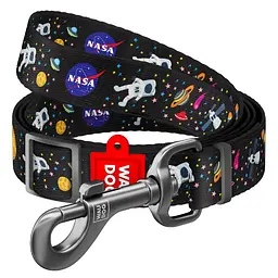 Повідець для собак нейлоновий Waudog Nylon малюнок NASA регульований S Ш 15 мм Дл 152-183 см