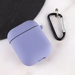 Силіконовий футляр з мікрофіброю для навушників Airpods 1/2 Сірий / Lavender Gray - мініатюра 3
