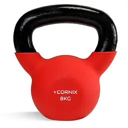 Гиря металева Cornix 8 кг з вініловим покриттям XR-0436 Red/Black