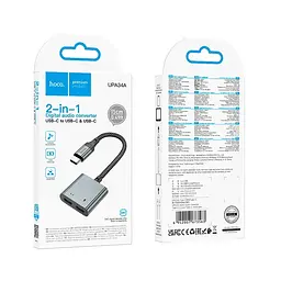Адаптер Hoco UPA34A digital audio converter Type-C to dual Type-C Metal Gray - мініатюра 2