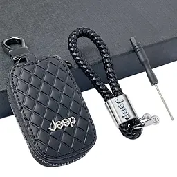 Автонабір №15 для Jeep брелок і чохол для автоключів з логотипом ромб чорний