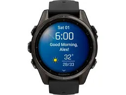 Спортивний годинник Garmin Fenix 8 43mm AMOLED Sapphire Carbon Gray DLC Tit. w. Black/Pebble Gray S. Band (010-02903-20/21) - мініатюра 10