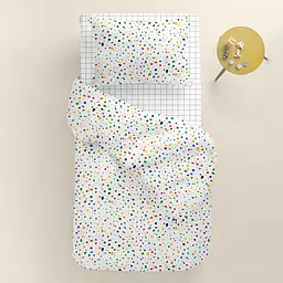 Дитяча постільна білизна в ліжечко DOTS CS4, зелений (ColorBlotsV6-6662_CellGreyWhite_140) - мініатюра 2