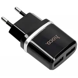Мережевий зарядний пристрій Hoco C12 2 USB + USB Cable Type-C 2.4 A Black - мініатюра 4