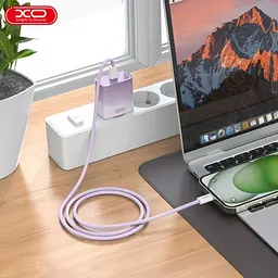 Мережевий зарядний пристрій XO CE18 (EU) PD30W USB-C fast charging charger with Lightning cable Фіолетовий - мініатюра 2