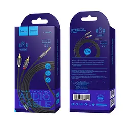Кабель Hoco UPA10 double lotus rca audio cable 3.5mm Metal Grey - мініатюра 2