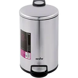 Відро для сміття МVM з кришкою та педаллю 12 л (BIN-16 12L SS)