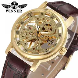 Класичний жіночий годинник Winner Gold Brown - мініатюра 3