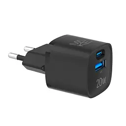 Зарядний пристрій мережевий MAKE 20W GaN3 Mini Type-C PD3.0 + USB QC3.0 Black - мініатюра 4