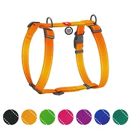 Шлея для собак Waudog Nylon Mono анатомічна H-подібна з QR паспортом світловідбиваюча M 40-70 см помаранчева - мініатюра 2
