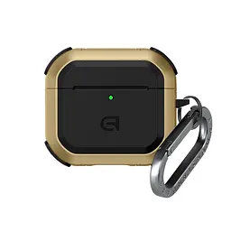 Чохол для навушників Apple AirPods 4, золотий, Panzer, протиударний захисний кейс з TPU та полікарбонату, посилені стінки, захист від подряпин, пилу та ударів, легкий та компактний, з карабіном для кріплення, ArmorStandart (ARM82555)