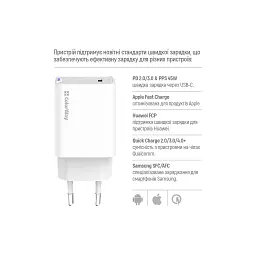 Зарядний пристрій ColorWay GaN Mini 45W PD Port PPS USB-C white (CW-CHS057PD-WT) - мініатюра 9