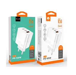 Мережевий зарядний пристрій WUW-C199 PD65W+PD20W+QC18W GaN C білий - мініатюра 2