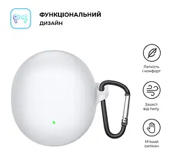 Силіконовий чохол для навушників OPPO Enco Air3, Hang Case, білий, ультратонкий захисний кейс товщиною 2 мм, захист від подряпин, пилу та ударів, компактний, з карабіном для кріплення, ArmorStandart (ARM79941) - мініатюра 2