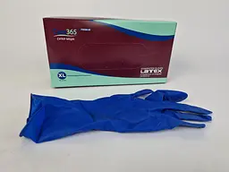 Рукавички одноразові гумові сині CARE 365, розмір XL, 50 шт, неопудрені, для огляду, клінінгу та сервісу