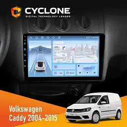 Штатна магнітола Volkswagen Caddy 2004-2015 Black Conditioner Cyclone C10-012 4x64 DSP 4G Cyclone (НФ-00006640)
