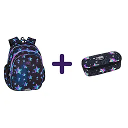 Набір: Рюкзак CoolPack Jerry Star Night (F029830) + Пенал на блискавці CoolPack Campus Rainbow Nigh з органайзером для ручок 23x9x5 см (F062900)