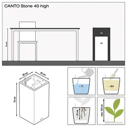 Вазон Lechuza Canto Stone High, 29 л, світло-бежевий (13621) - мініатюра 4