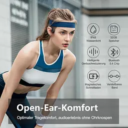 Навушники для плавання, навушники Bone Sound Bluetooth 5.4, IPX8 водонепроникний, спортивні навушники 32G пам'ять, підводні - мініатюра 5
