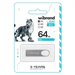 USB флеш накопичувач Wibrand 64GB Irbis Silver USB 2.0 (WI2.0/IR64U3S) - мініатюра 2