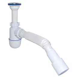 Сифон Waterstal А-32019 під Раковина 1 1/2″ з гнучкою трубою нестандарт 000013265, Білий