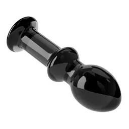 Анальна пробка Love Toy Glass Romance 4.5" 11.5 см (чорний) - мініатюра 3