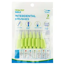 Міжзубні йоршики Healthy Smile з ковпачками 7 шт., ISO 2-3, 0.8 мм, салатові